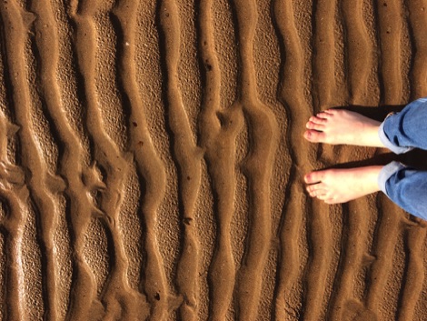 Walking barefoot in the sand, Dornoch, Scotland